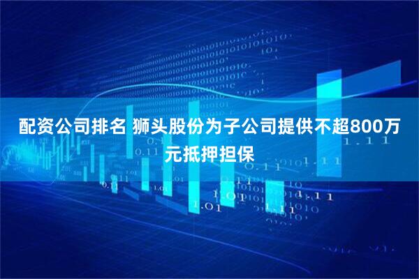 配资公司排名 狮头股份为子公司提供不超800万元抵押担保